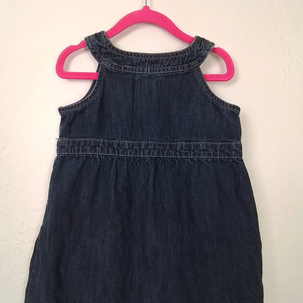 Old Navy Girls 4T Denim Dress Sleeveless Snap Front Blue‎ Cotton Pinafore Style